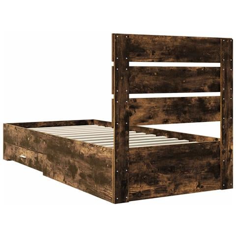 Struttura del letto Rovere fumé 90 x 200 cm Legno multistrato - Foto 9