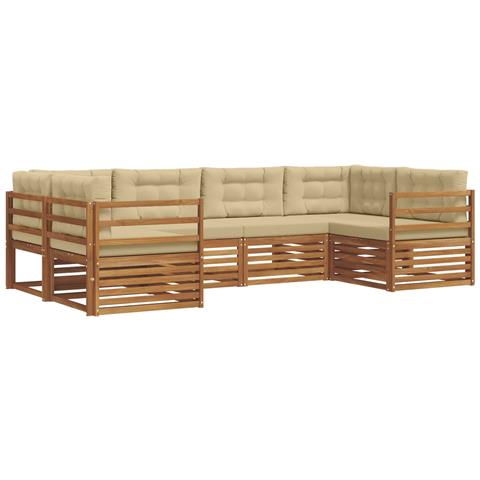 Set divani 6 pcs Naturale e Beige Legno di Acacia Massello - Foto 1