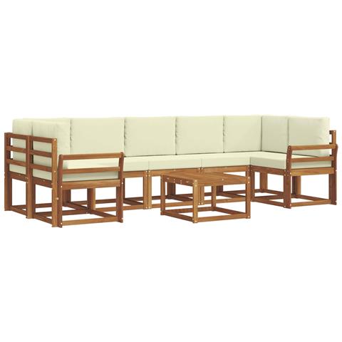 Set di divani da esterno con cuscino 8 pcs Naturale e Crema - Foto 1