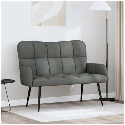 Sofa a Due Posti Grigio scuro 115 x 61 x 87 cm Tessuto - Foto 2
