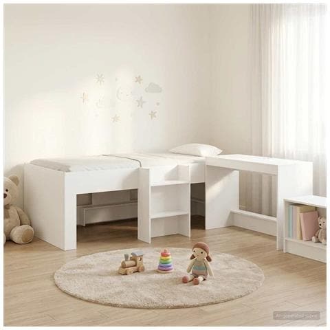 Letto alto per bambini con scrivania Bianco 90 x 190 cm - Foto 2