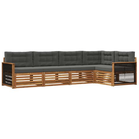 Set di divani da esterno con cuscino 5 pcs Naturale e Antracite - Foto 1
