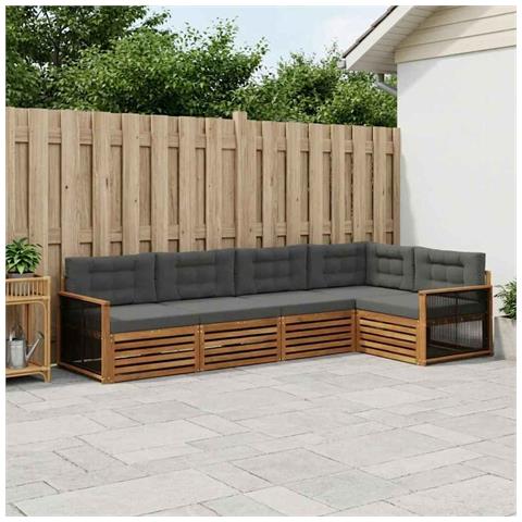Set di divani da esterno con cuscino 5 pcs Naturale e Antracite - Foto 2