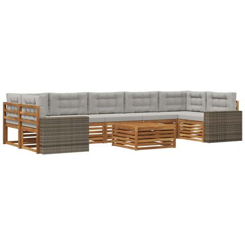 Set di divani da esterno 8 pcs Naturale e Grigio Chiaro - Foto 1