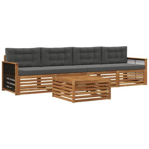 Set di divani da esterno con cuscino 5 pcs Naturale e Antracite - Foto 1