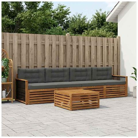 Set di divani da esterno con cuscino 5 pcs Naturale e Antracite - Foto 2