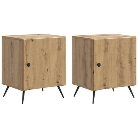 Armadio da Notte 2 pcs Rovere Artigianale 43 x 34,5 x 50 cm - Foto 1