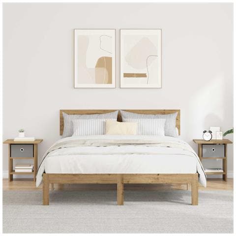 Comodino con cassetto 2 pcs Rovere artigianale 41 x 40 x 45 cm - Foto 2