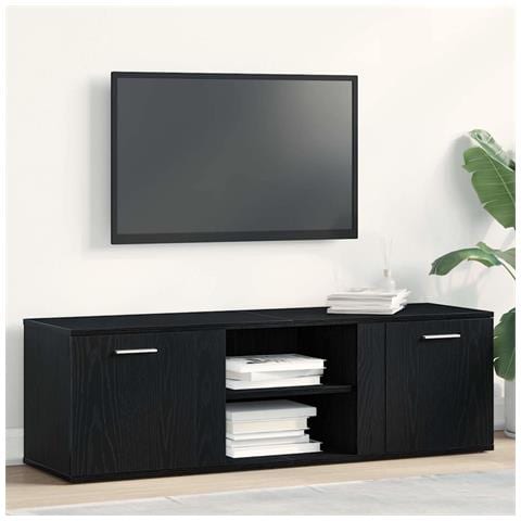 Mobile TV Rovere Nero 120x34x37 cm in Legno Multistrato - Foto 2