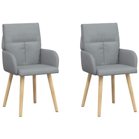 Sedie da pranzo 2 pcs Tessuto Grigio Chiaro 60 x 56 x 96 cm - Foto 1