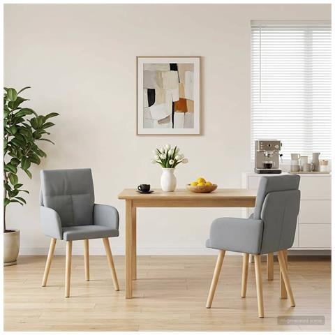 Sedie da pranzo 2 pcs Tessuto Grigio Chiaro 60 x 56 x 96 cm - Foto 2