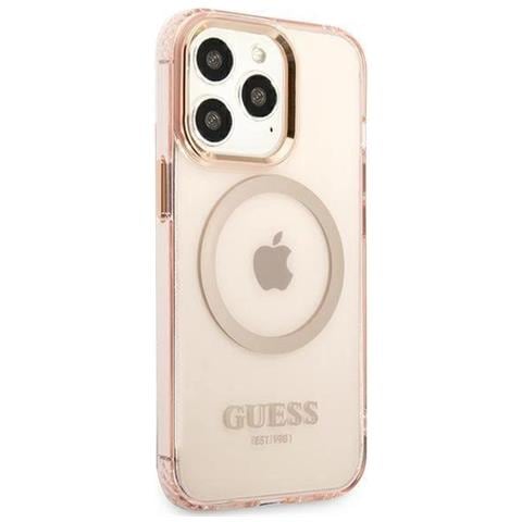 Guess Gold Outline Custodia Magsafe Per Iphone 13 Pro Max - Rosa - Foto 1