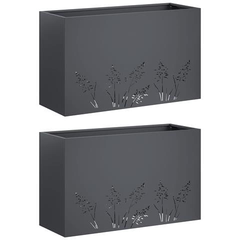 Vaso da giardino 2 pz Antracite 80 x 20 x 49 cm - Foto 1