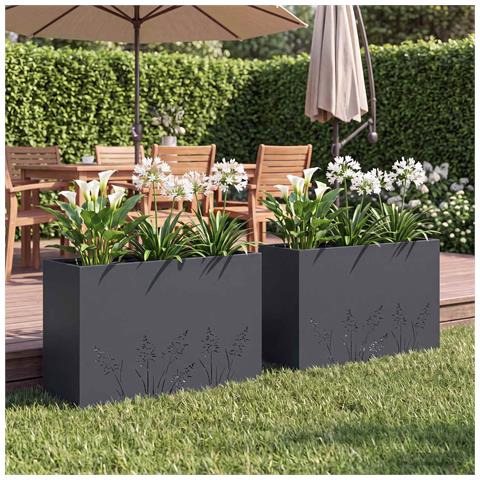 Vaso da giardino 2 pz Antracite 80 x 20 x 49 cm - Foto 2