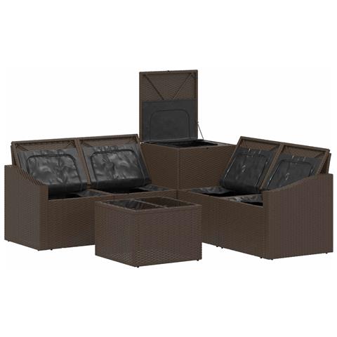 Set di divani 6 pz Marrone e Bianco Crema - Foto 2