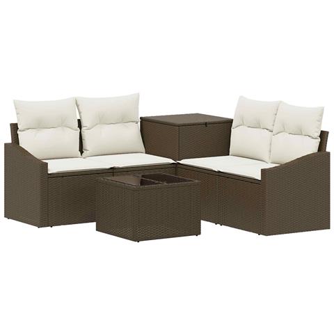 Set di divani 6 pz Marrone e Bianco Crema - Foto 1