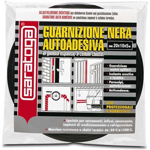 Guarnizione gomma nera 10 x 20mm 5mt espansa autoadesiva - Foto 1