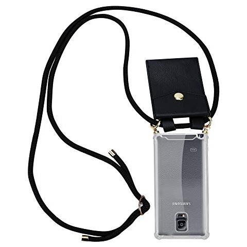 Catena Di Telefoni Cellulari Compatibile Con Samsung Galaxy Note 4 In Nero - Coperchio Protettivo In Silicone Con Anelli D'oro, Cinturino In Corda E Custodia Staccabile - Foto 1