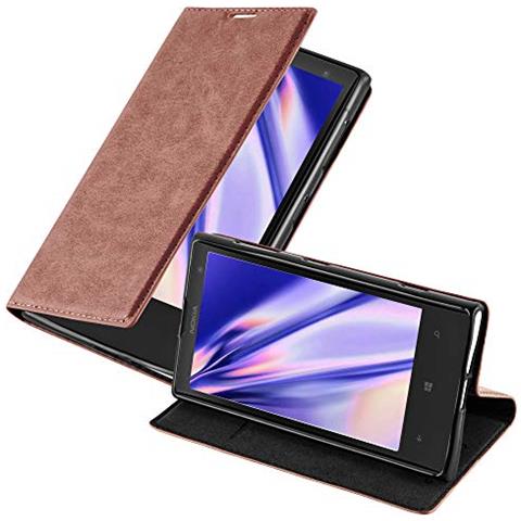 Custodia Compatibile Con Nokia Lumia 1020 In Marrone Cappuccino - Coperchio Protettiva Con Chiusura Magnetica, Funzione Stand E Tasca Per Le Carte - Foto 1