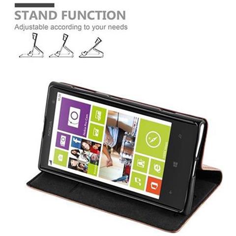 Custodia Compatibile Con Nokia Lumia 1020 In Marrone Cappuccino - Coperchio Protettiva Con Chiusura Magnetica, Funzione Stand E Tasca Per Le Carte - Foto 9