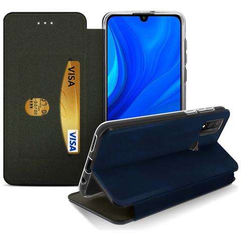 Custodia Huawei P smart 2020 in Similpelle Portacarte Supporto Video Blu - Foto 2