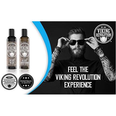 Vichingo Revolution Beard Wash Barba Conditioner Set W Argan E Jojoba Oli - Ammorbidisce Liscia E Rafforza Barba Crescita - Naturale - Barba Shampoo W Barba Olio Di Menta Piperita Ed Eucalipto 5 Oz - Foto 2