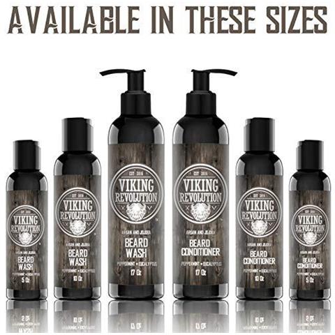 Vichingo Revolution Beard Wash Barba Conditioner Set W Argan E Jojoba Oli - Ammorbidisce Liscia E Rafforza Barba Crescita - Naturale - Barba Shampoo W Barba Olio Di Menta Piperita Ed Eucalipto 5 Oz - Foto 4