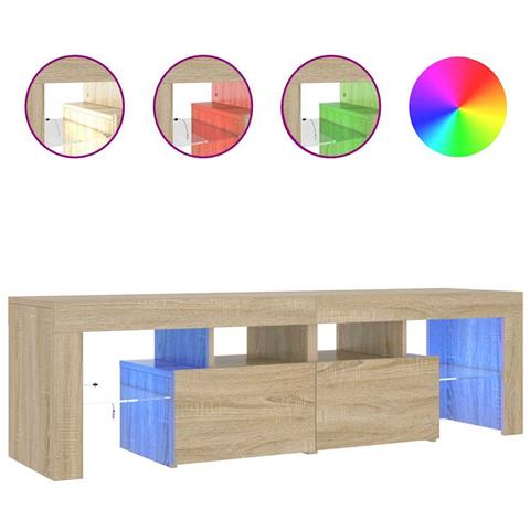Mobile Porta TV con Luci LED Rovere Sonoma 140x36,5x40 cm - Foto 2