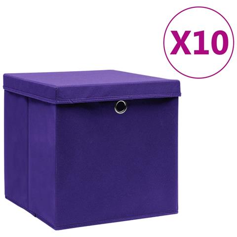 Contenitori con Coperchi 10 pz 28x28x28 cm Viola - Foto 1