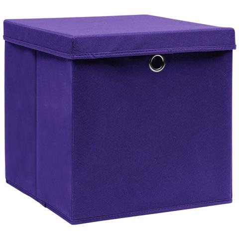Contenitori con Coperchi 10 pz 28x28x28 cm Viola - Foto 2