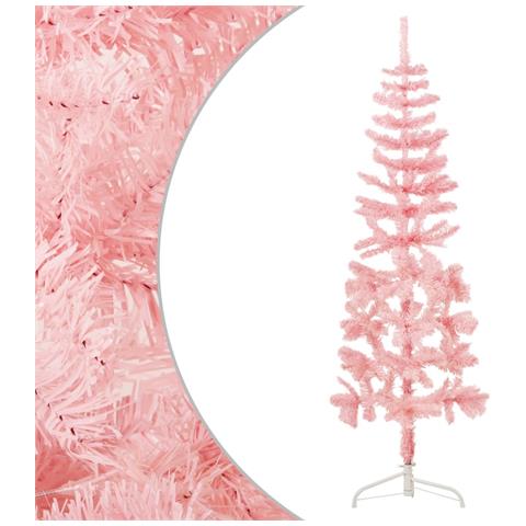 Albero Natale Artificiale Sottile A Metà E Supporto Rosa 180 Cm - Foto 1