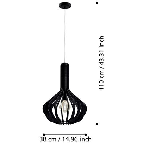 Lampadario Industrial Velasco 1 Luce Acciaio Nero Diffusore Nero - Foto 2