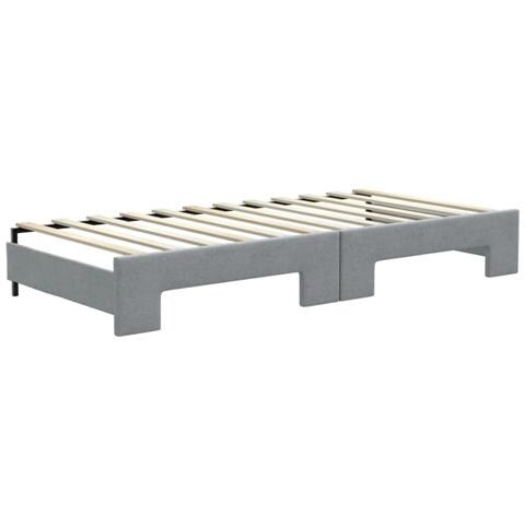 Divano Letto Estraibile Cassetti Grigio Chiaro 100x200 Tessuto - Foto 9