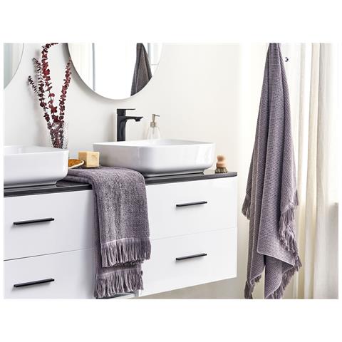 Set Di 2 Asciugamani Atiu Tessuto A Spugna Grigio - Foto 1