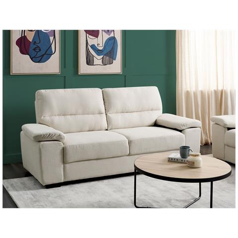 Divano 3 Posti Vogar Tessuto Beige Chiaro - Foto 9