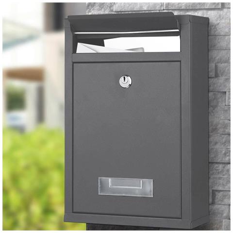 Cassetta Postale Parete In Acciaio Buca Lettere Posta Esterno Con Chiave Grigio - Foto 2