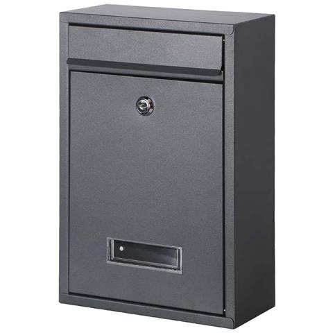 Cassetta Postale Parete In Acciaio Buca Lettere Posta Esterno Con Chiave Grigio - Foto 5
