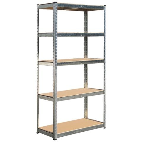 Scaffale In Acciaio In Kit 5 Piani In Mdf Ad Incastro Brixo Silver 150 Kg - Foto 2