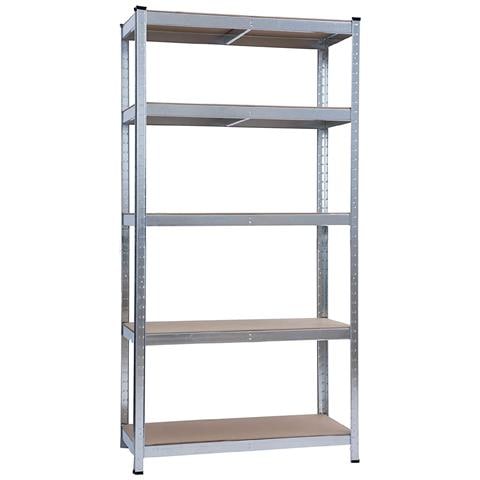 Scaffale In Acciaio In Kit 5 Piani In Mdf Ad Incastro Brixo Silver 150 Kg - Foto 1