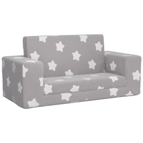 Divano Letto Bambini A 2 Posti Grigio Chiaro Con Stelle Peluche - Foto 1