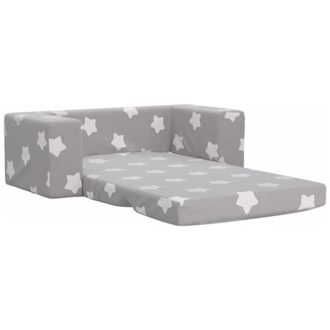 Divano Letto Bambini A 2 Posti Grigio Chiaro Con Stelle Peluche - Foto 2