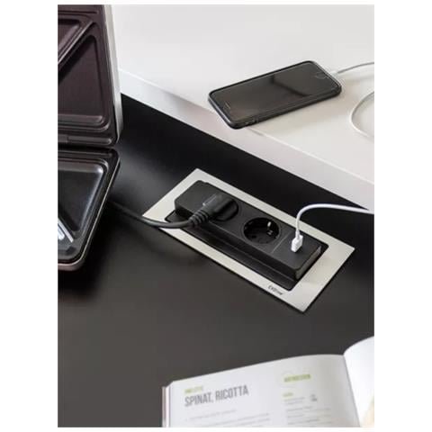 Blocco Prese BackFlip 2 Schuko e 1 Usb C Nera - Foto 1