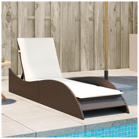 Lettino Prendisole Con Cuscino Marrone 60x205x73 Cm Polyrattan - Foto 1