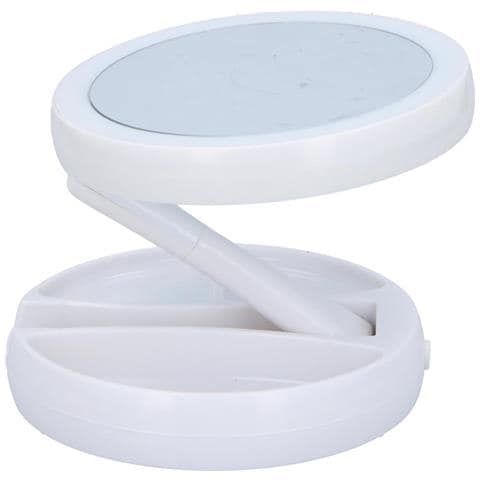 Specchio Cosmetico 21 Luci LED Pieghevole + Scomparti Porta Trucco Doppio Zoom - Foto 2