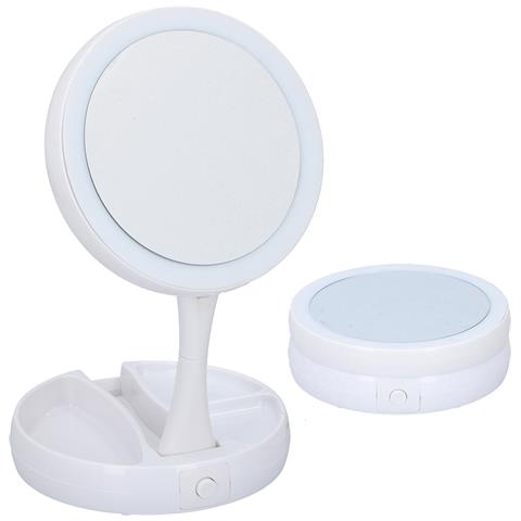 Specchio Cosmetico 21 Luci LED Pieghevole + Scomparti Porta Trucco Doppio Zoom - Foto 5