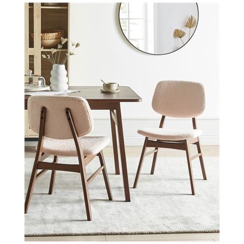 Set Di 2 Sedie Da Pranzo Ella Bouclé Beige Chiaro - Foto 1