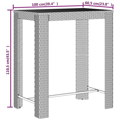 Set Bar Giardino 5 pz Nero Polyrattan e Legno Massello Acacia - Foto 8