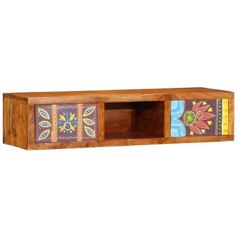 Mobile TV a Parete Multicolore 100x30x22 Legno Massello Acacia - Foto 1