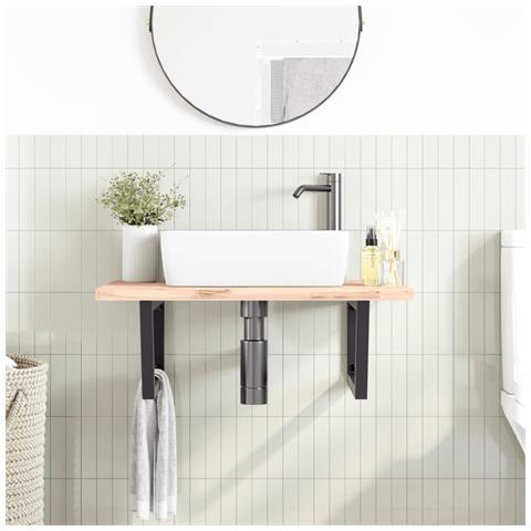 Reggimensole Per Lavabo 2 Pz Nere Trapezio In Acciaio - Foto 3