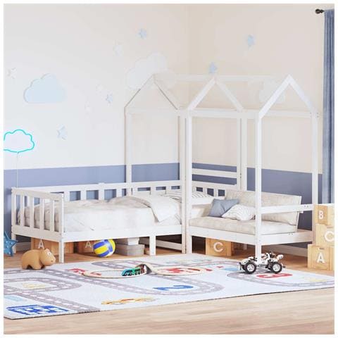 Set Dormeuse E Panca Con Tetto Bianco 80x200cm Massello Pino - Foto 2